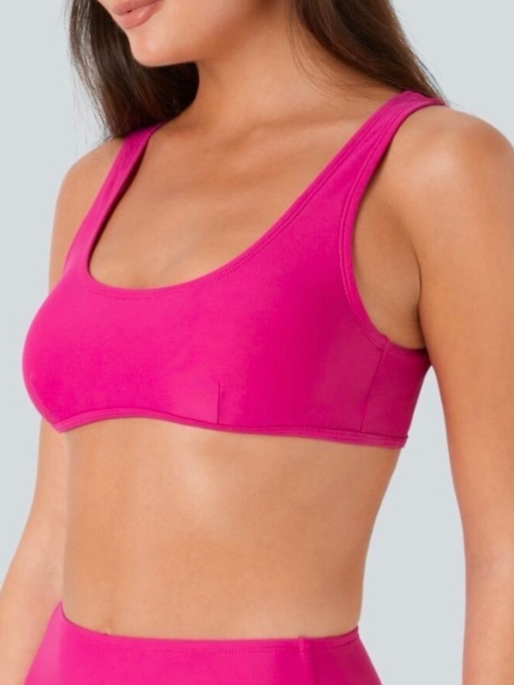 Halara Solid U Neck Bikini Top Swimsuit - Sakura Red